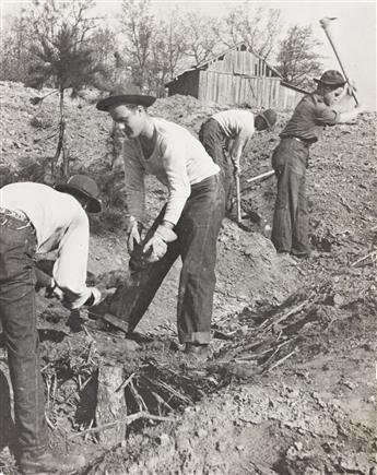 (NEW DEAL PROGRAMS: CCC BOYS) A group of 10 photographs depicting the Civilian Conservation Corps.